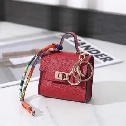 Mini Square Leather Bag Charm Bag Pendant Light Luxury Cute Bag Pendant Fashion Decor Accessories Creative Keychain Coin Purse