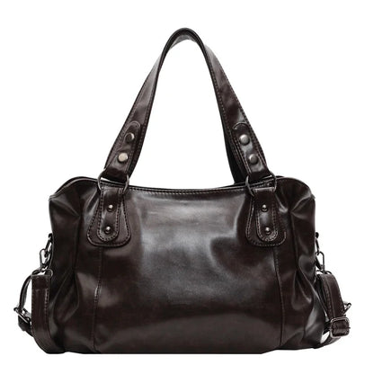 Retro Brand Roomy Shoulder Bag Female Luxury Solid Color Classic Crossbody Bag Large Capacity Style Soft PU Leather Tote Bag