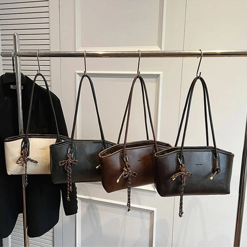 PU Leather Shoulder Bags for Women 2025 Winter Y2K Trend Female Crossbody Bag Lady Handbags and Purses Retro Tote Bag Bolso