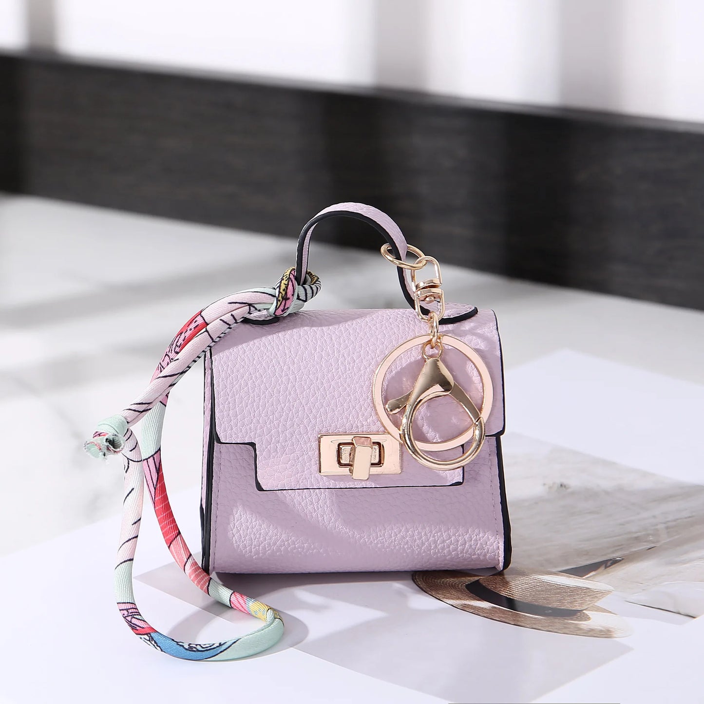 Mini Square Leather Bag Charm Bag Pendant Light Luxury Cute Bag Pendant Fashion Decor Accessories Creative Keychain Coin Purse