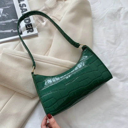 Fashion PU Leather Bags for Women Alligator Pattern Armpit Handbag Female Small Underarm Messenger Bag Purse Shoulder Handbags