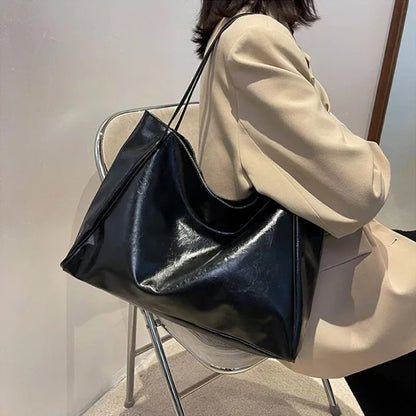 Women Tote Bag Fashion Underarm Pouch Large Capacity Soft Pu Leather Shoulder Bag Retro Crossbody Bag Casual Portable Bucketbags