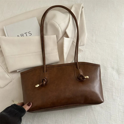 Y2K Trend PU Leather Work Shoulder Bag Large Capacity Simple Female Crossbody Bag Solid Color Commuting Bag Women Female