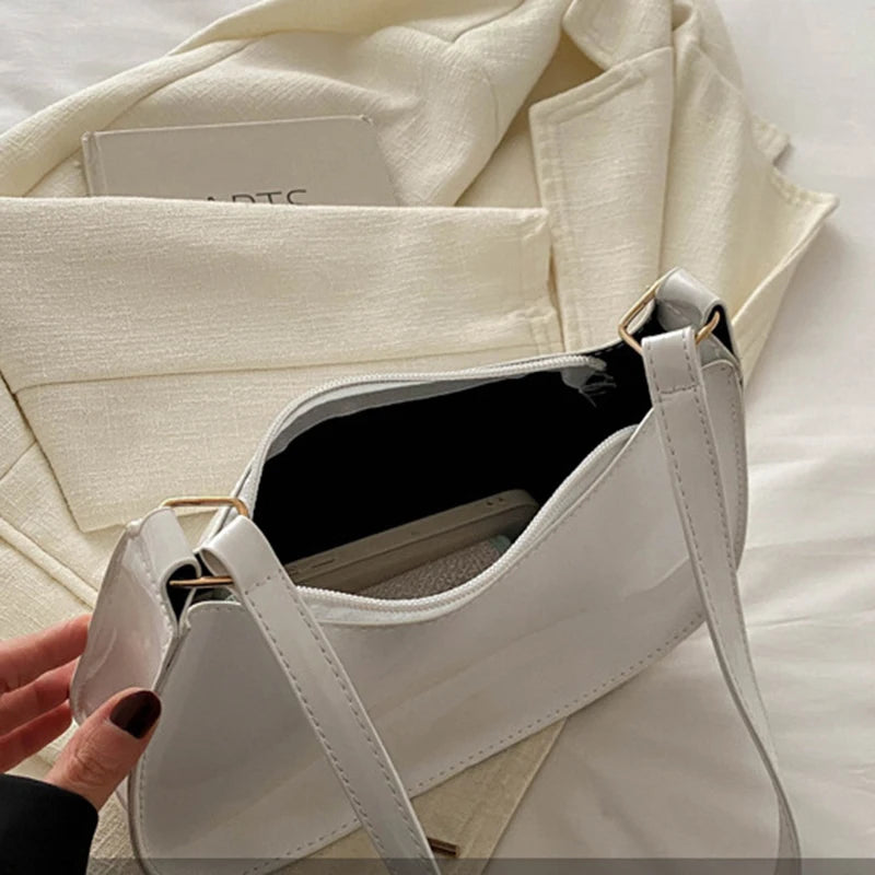 Retro Solid Color PU Leather Shoulder Underarm Bag Women'S Fashion Handbags Casual Hobos Purses and Handbag Ladies Hand Bags