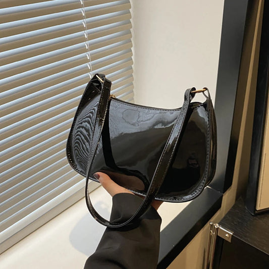 Retro Solid Color PU Leather Shoulder Underarm Bag Women'S Fashion Handbags Casual Hobos Purses and Handbag Ladies Hand Bags