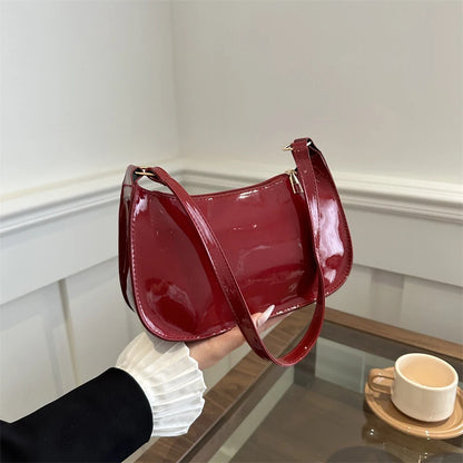 Retro Solid Color PU Leather Shoulder Underarm Bag Women'S Fashion Handbags Casual Hobos Purses and Handbag Ladies Hand Bags