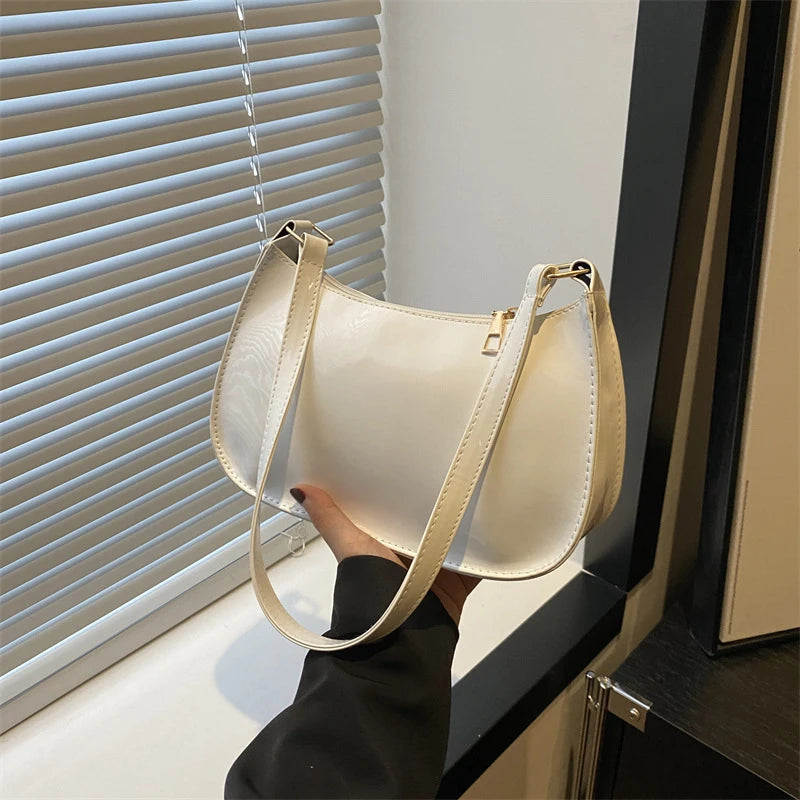 Retro Solid Color PU Leather Shoulder Underarm Bag Women'S Fashion Handbags Casual Hobos Purses and Handbag Ladies Hand Bags