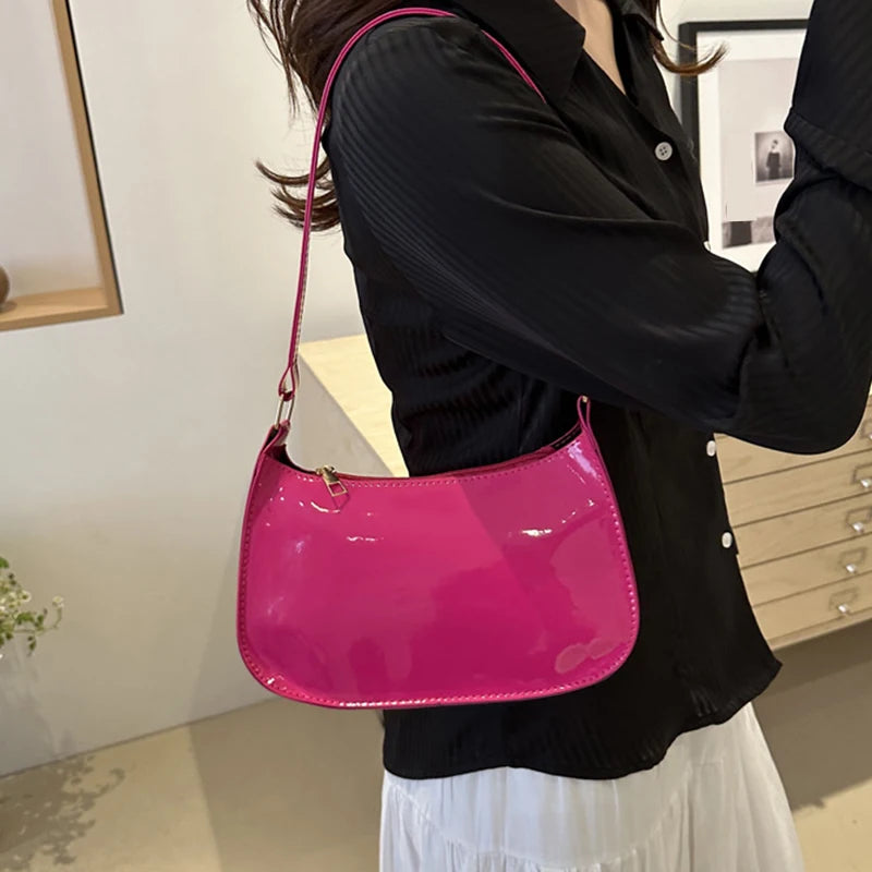 Retro Solid Color PU Leather Shoulder Underarm Bag Women'S Fashion Handbags Casual Hobos Purses and Handbag Ladies Hand Bags