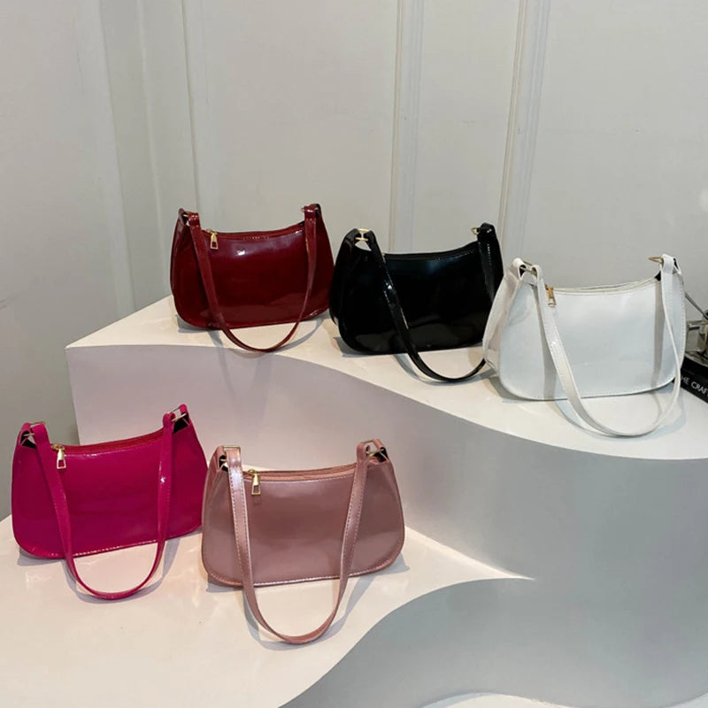 Retro Solid Color PU Leather Shoulder Underarm Bag Women'S Fashion Handbags Casual Hobos Purses and Handbag Ladies Hand Bags