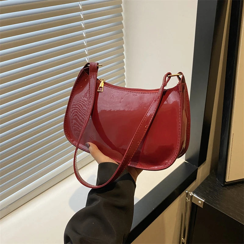 Retro Solid Color PU Leather Shoulder Underarm Bag Women'S Fashion Handbags Casual Hobos Purses and Handbag Ladies Hand Bags