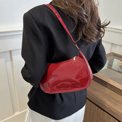 Retro Solid Color PU Leather Shoulder Underarm Bag Women'S Fashion Handbags Casual Hobos Purses and Handbag Ladies Hand Bags