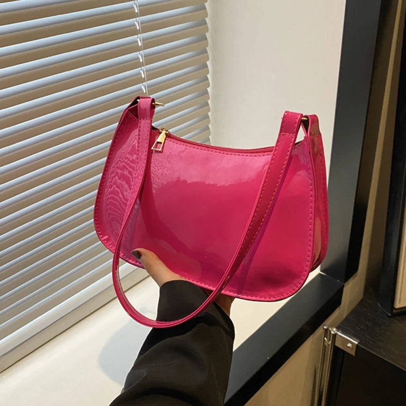 Retro Solid Color PU Leather Shoulder Underarm Bag Women'S Fashion Handbags Casual Hobos Purses and Handbag Ladies Hand Bags