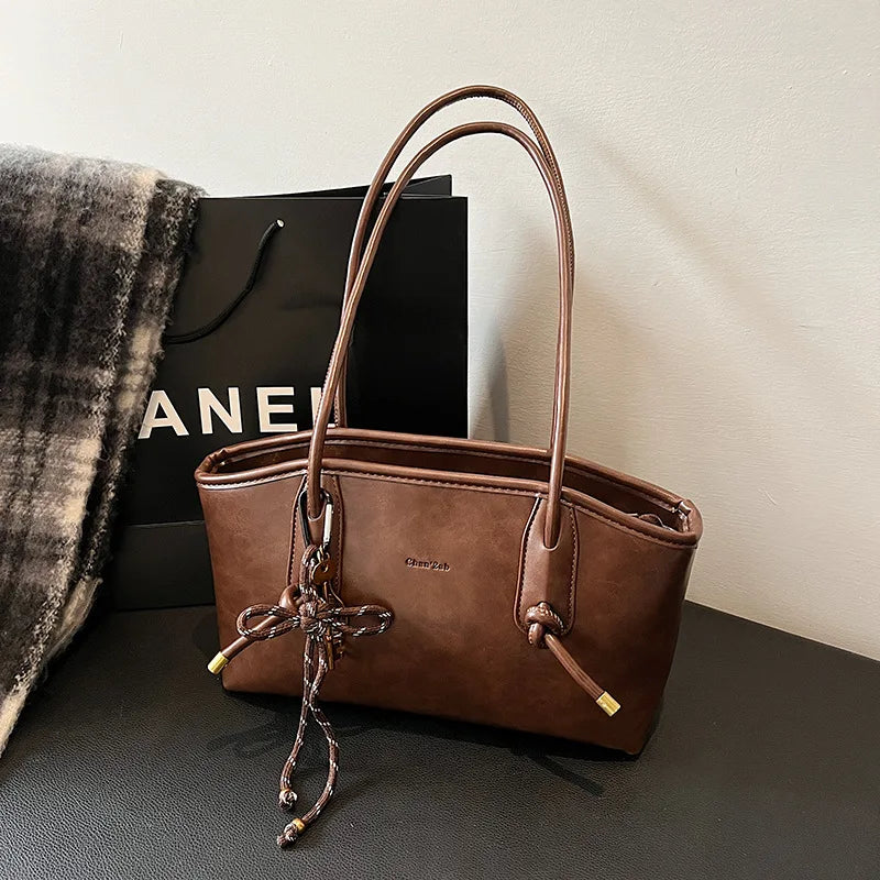 PU Leather Shoulder Bags for Women 2025 Winter Y2K Trend Female Crossbody Bag Lady Handbags and Purses Retro Tote Bag Bolso