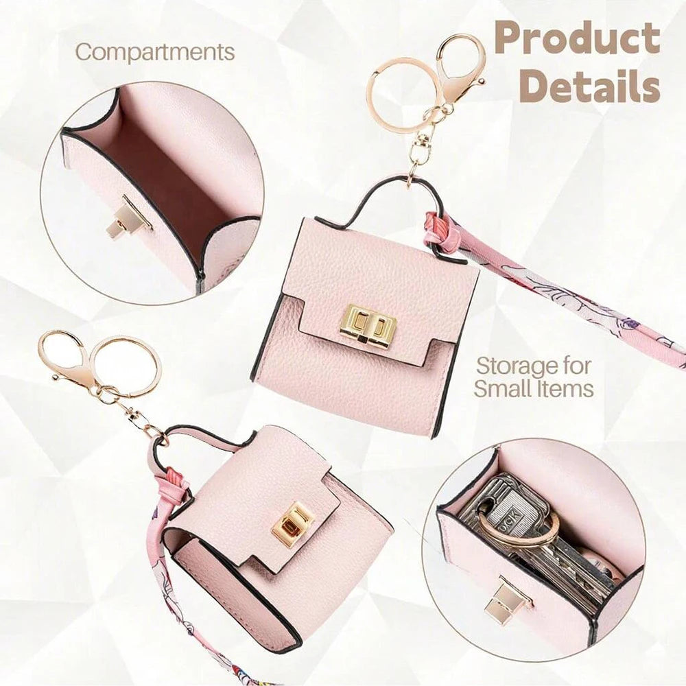 Mini Square Leather Bag Charm Bag Pendant Light Luxury Cute Bag Pendant Fashion Decor Accessories Creative Keychain Coin Purse