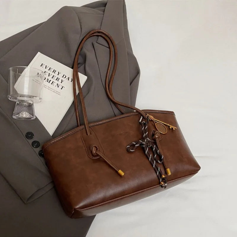 PU Leather Shoulder Bags for Women 2025 Winter Y2K Trend Female Crossbody Bag Lady Handbags and Purses Retro Tote Bag Bolso
