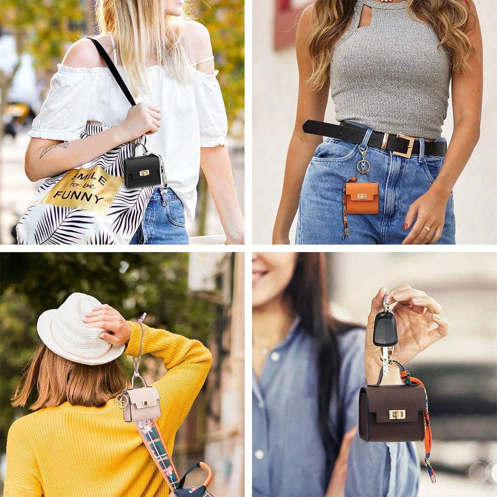 Mini Square Leather Bag Charm Bag Pendant Light Luxury Cute Bag Pendant Fashion Decor Accessories Creative Keychain Coin Purse