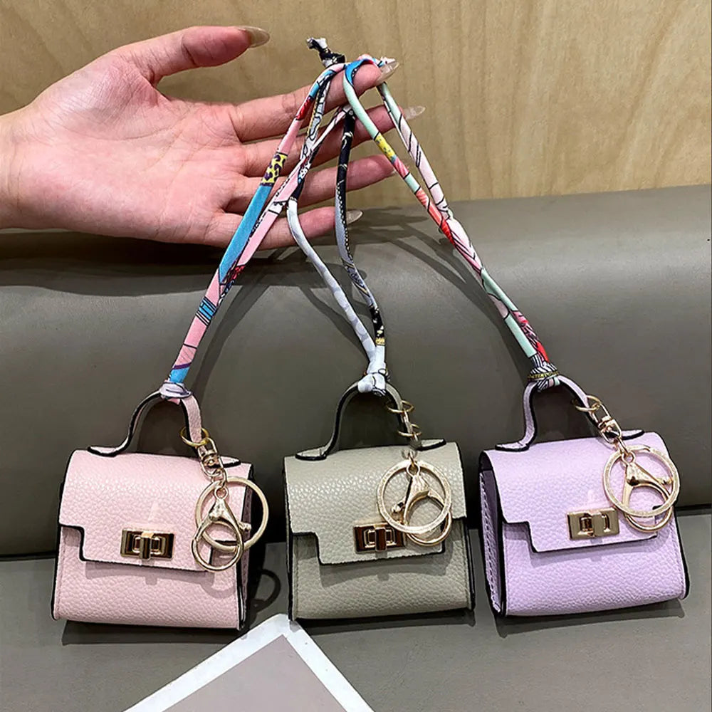 Mini Square Leather Bag Charm Bag Pendant Light Luxury Cute Bag Pendant Fashion Decor Accessories Creative Keychain Coin Purse