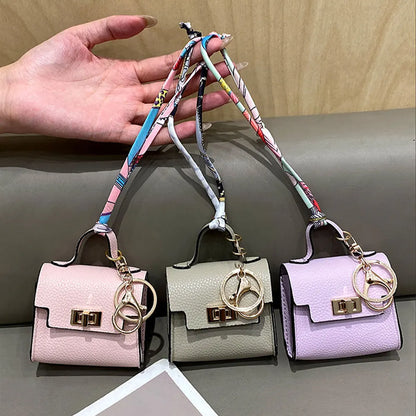 Mini Square Leather Bag Charm Bag Pendant Light Luxury Cute Bag Pendant Fashion Decor Accessories Creative Keychain Coin Purse