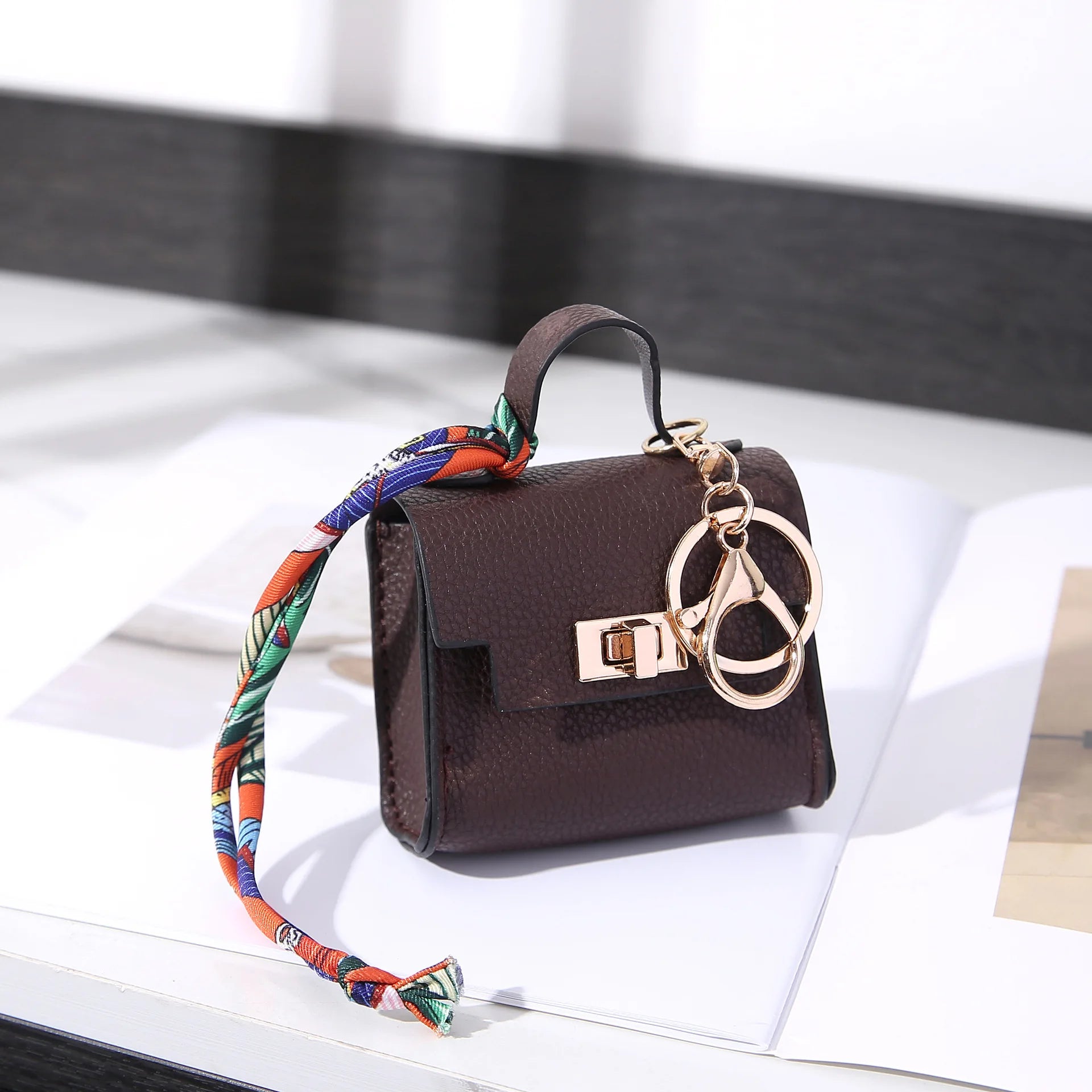 Mini Square Leather Bag Charm Bag Pendant Light Luxury Cute Bag Pendant Fashion Decor Accessories Creative Keychain Coin Purse