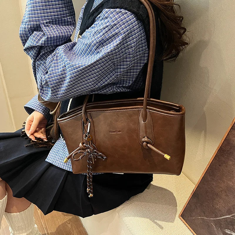 PU Leather Shoulder Bags for Women 2025 Winter Y2K Trend Female Crossbody Bag Lady Handbags and Purses Retro Tote Bag Bolso