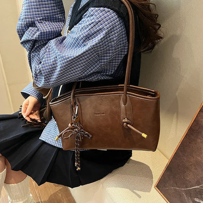 PU Leather Shoulder Bags for Women 2025 Winter Y2K Trend Female Crossbody Bag Lady Handbags and Purses Retro Tote Bag Bolso