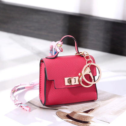 Mini Square Leather Bag Charm Bag Pendant Light Luxury Cute Bag Pendant Fashion Decor Accessories Creative Keychain Coin Purse